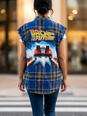 Back to the Future FRINGED WASHED FLANNEL SM-XL